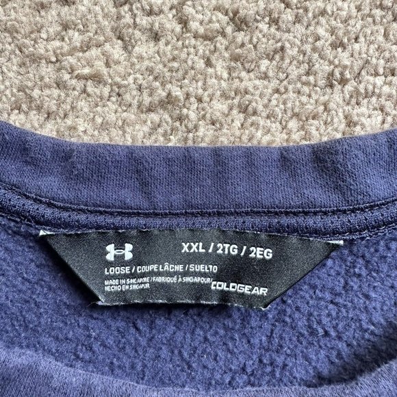 Under Armour Sweatshirt Men's 2XL Crewneck Fleece Colonials Lacrosse Navy Blue - Picture 3 of 10